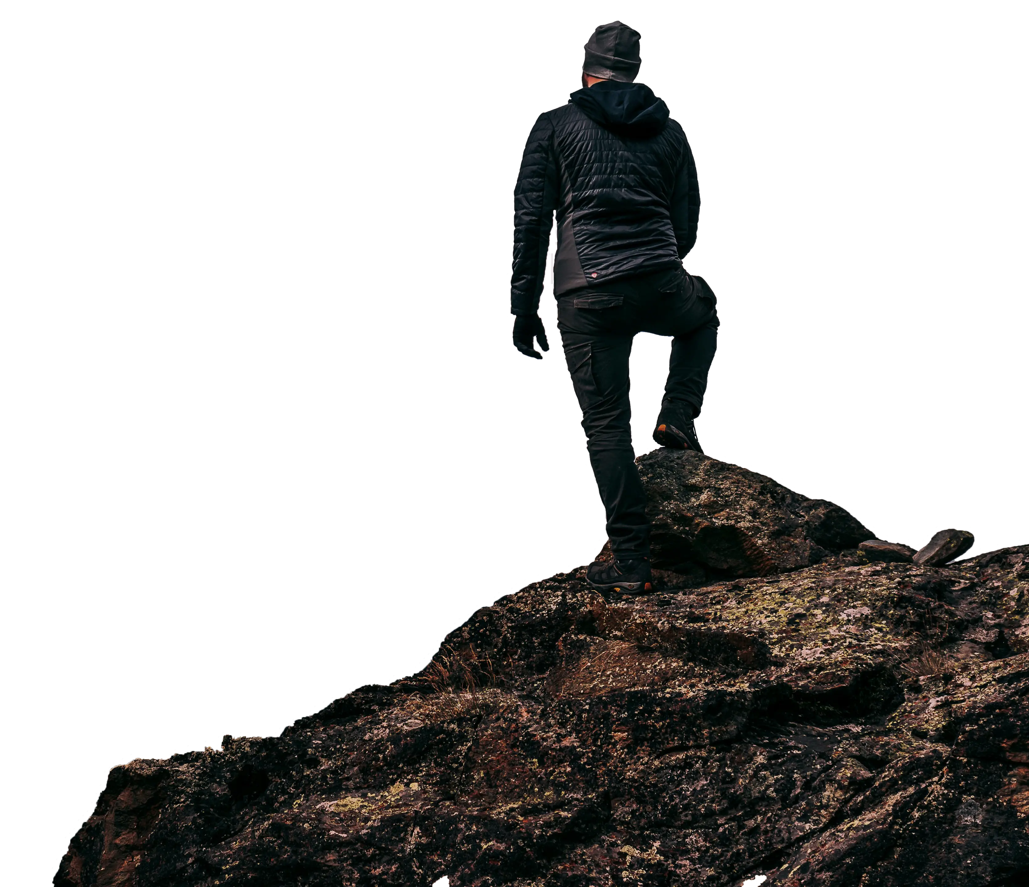 Traveler standing on a mountain