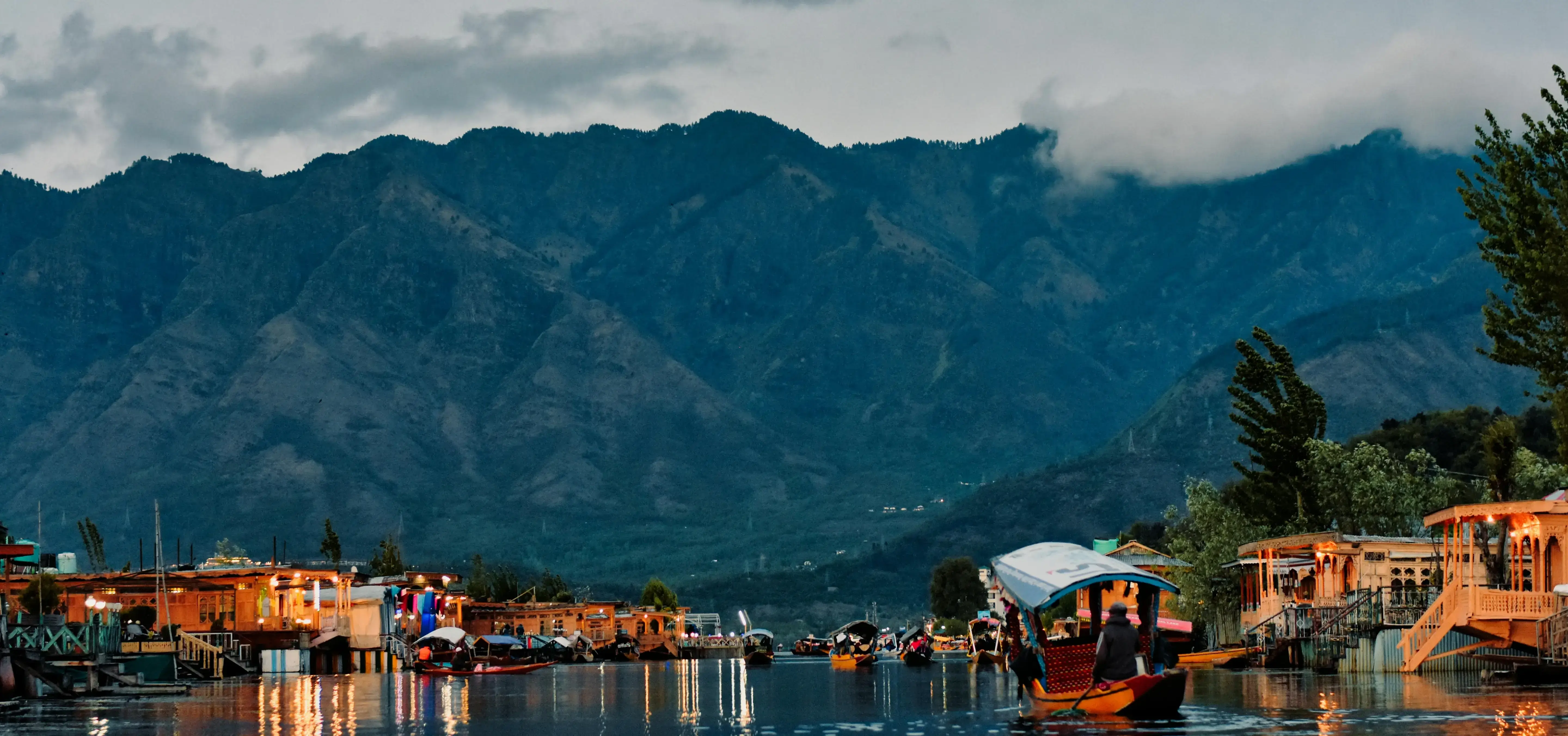 Panoramic view of Kashmir mountains and lakes